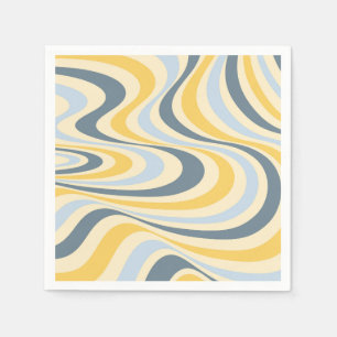 Serviette En Papier Jaune et bleu abstrait design tourbillon