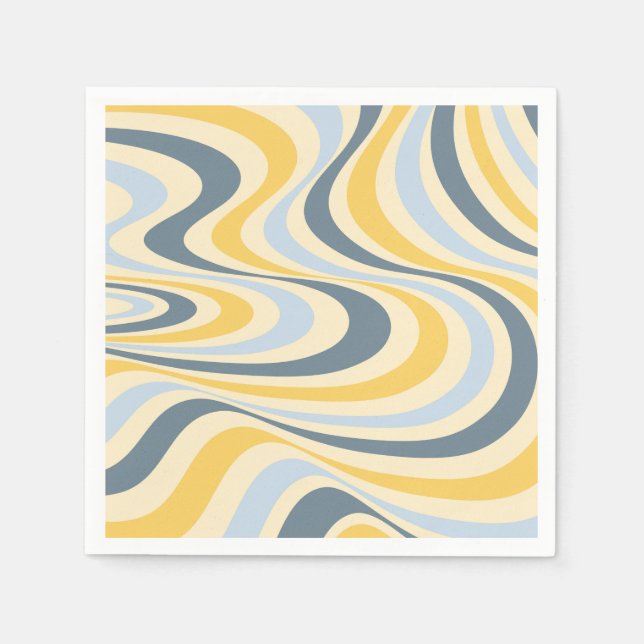 Serviette En Papier Jaune et bleu abstrait design tourbillon (Devant)