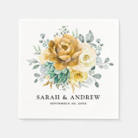 Jaune Moutarde Floral Sage Verdure Mariage Moderne