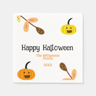 Serviette En Papier Jaune orange automne joyeux halloween ajouter fami