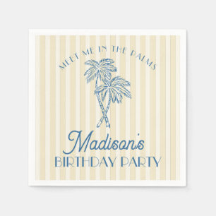 Serviette En Papier Jaune Palm Spring Pastel Beach Anniversaire