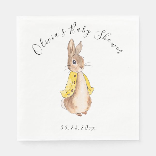 Serviette En Papier Jaune Peter Rabbit Garçon Baby shower fille servie (Devant)