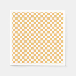 Serviette En Papier Jaune Retro Checker anniversaire