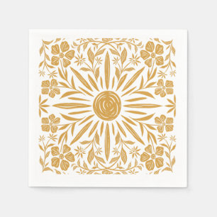 Serviette En Papier Jaune soleil et florale à imprimer Napkin