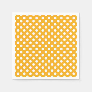 Serviette En Papier Jaune Tournesol Clair et Points Blancs à pois