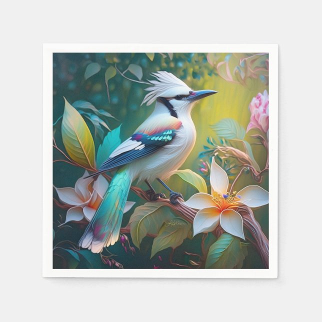 Serviette En Papier Jay à ailes Turquoises en berceau (Devant)