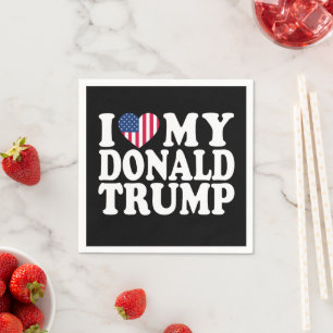 Serviette En Papier Je Coeur Mon Donald Trump Pour Le Président 2024