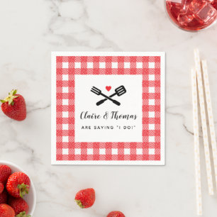 Serviette En Papier Je fais BBQ Red Picnic Couples Nom