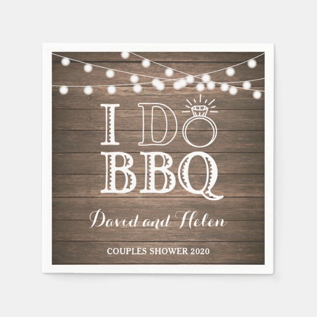 Serviette En Papier Je FAIS BBQ Rustic Mariage Engagment Napkin (Devant)