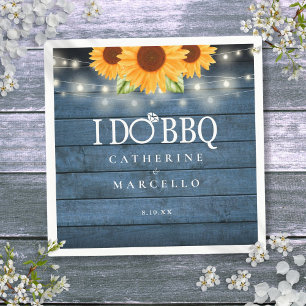 Serviette En Papier Je fais du BBQ Rustique Bois Tournesols Fiançaille