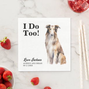 Serviette En Papier Je fais trop Borzoi Chien Mariage animal