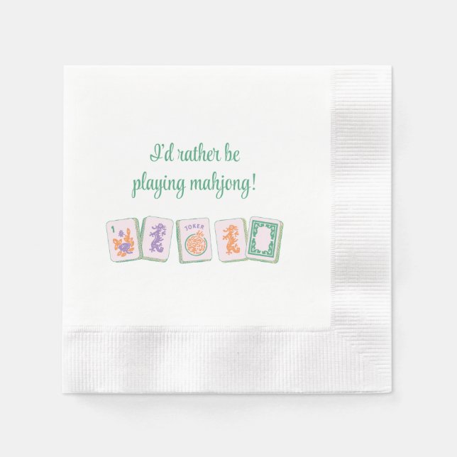 Serviette En Papier Je Préférerais Jouer À Mahjong Napkins (Devant)