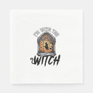 Serviette En Papier Je Suis Avec La Sorcière Vintage Halloween