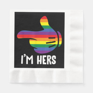 Serviette En Papier Je suis Hers Rainbow Lesbian Couple Funny LGBT Pri