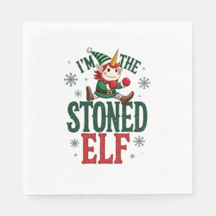 Serviette En Papier Je suis l'elfe défoncé Noël vintage licorne qui da