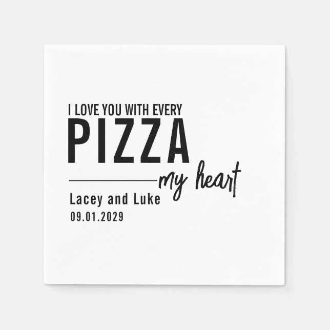 Serviette En Papier Je T'Aime Avec Chaque Pizza | Fête de la pizza (Devant)