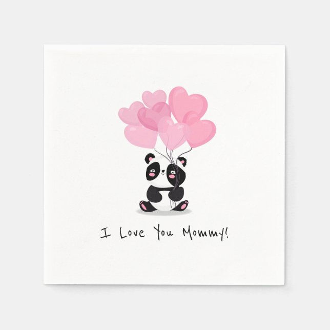 Serviette En Papier Je t'aime Fête des mères de maman | Napkin (Devant)