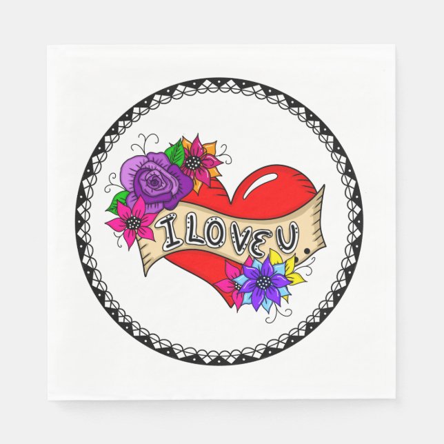 Serviette En Papier Je T'Aime | Street Art Graffiti Urban Heart (Devant)