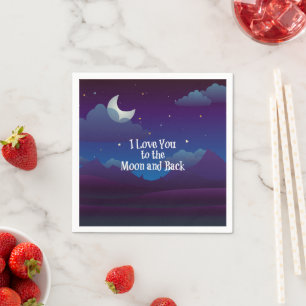 Serviette En Papier Je t'aime sur la Lune et sur le dos,
