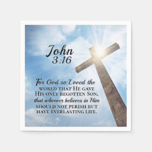 Serviette En Papier Jean 3:16 Dieu si aimé le monde Croix en bois
