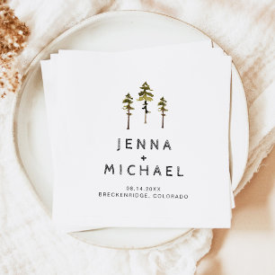 Serviette En Papier JENNA Pine Tree Mountain Dans la forêt Mariage