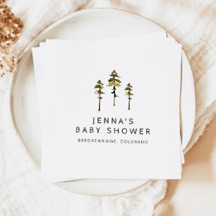 Serviette En Papier JENNA Rustic Watercolor Pine Tree Baby shower