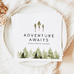 Serviette En Papier JENNA Rustic Watercolor Pine Tree Fête des mariées