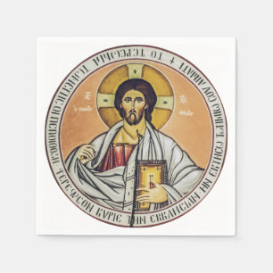 Serviette En Papier Jésus-Christ Pantocrator Art iconographique byzant