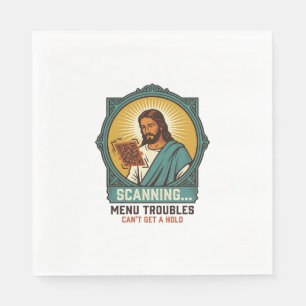 Serviette En Papier Jésus Code QR flou ne scannera pas Menu Humour Tec