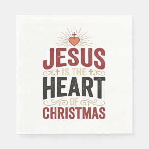 Serviette En Papier Jésus est le cœur du T-shirt vintage de Noël
