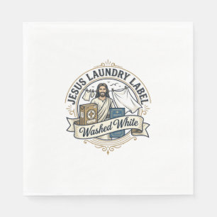 Serviette En Papier Jesus Étiquette de Lavage Lavé Blanc Jesus Lavage