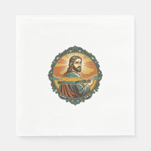 Serviette En Papier Jésus gêné trébuchant sur une surface plane humour