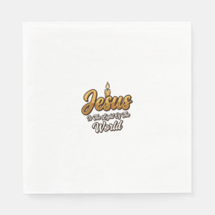 Serviette En Papier Jésus Lumière du Monde Bougie Chrétien Vecteur_1