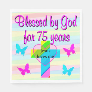SERVIETTE EN PAPIER JÉSUS M'AIME 75E ANNIVERSAIRE NAPKINS