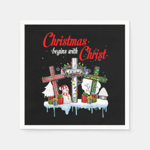 Serviette En Papier Jésus Noël Commence Avec Christ Snowman Christi