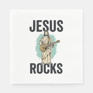 Serviette En Papier Jésus Rocks Guitare Gravure Chrétienne Vintage Des