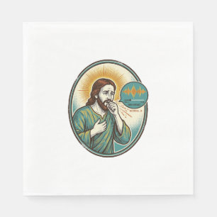 Serviette En Papier Jésus tousse au milieu d'un message audio vocal Te