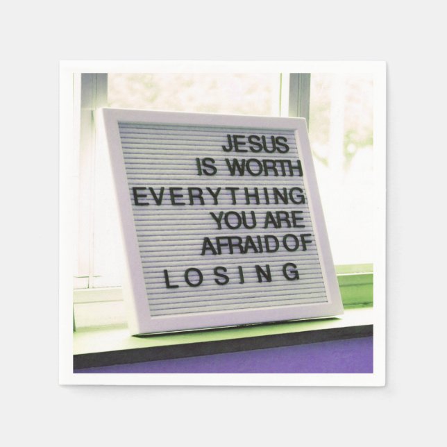 Serviette En Papier Jésus vaut tout Signe chrétien (Devant)