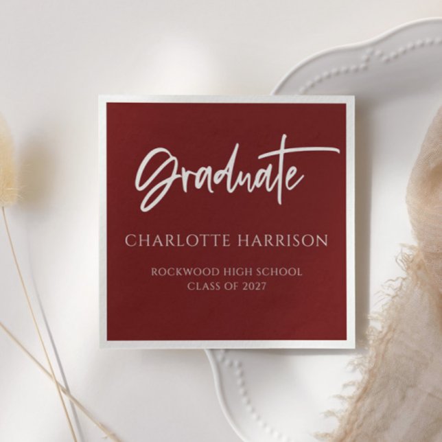 Serviette En Papier Jeu de graduation Maroon et serviettes de script b (Créateur téléchargé)