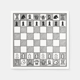 Serviette En Papier Jeu de société Noir & blanc Échecs Thème Papier Na