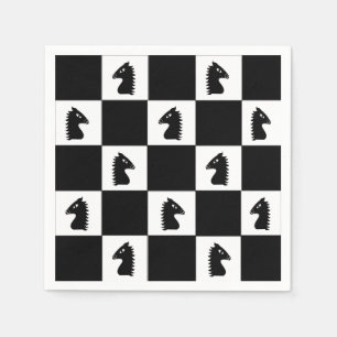 Serviette En Papier Jeu d'échecs du Cavalier Noir