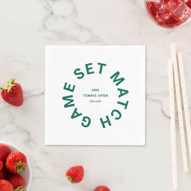 Serviette En Papier Jeu Match Green Tennis Tennis Tournament Crest (En situation)