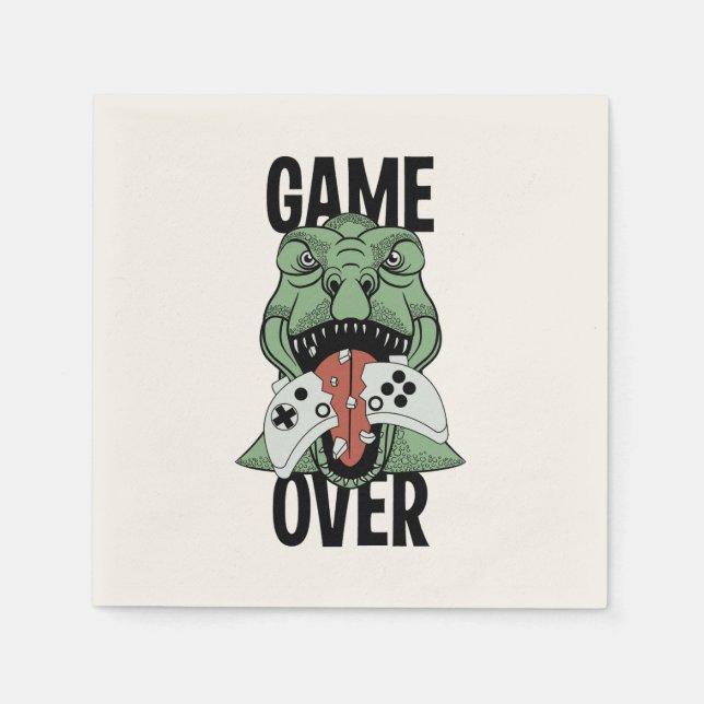 Serviette En Papier Jeu Moderne Sur T-Rex Dinosaur Vidéo Joueurs (Devant)