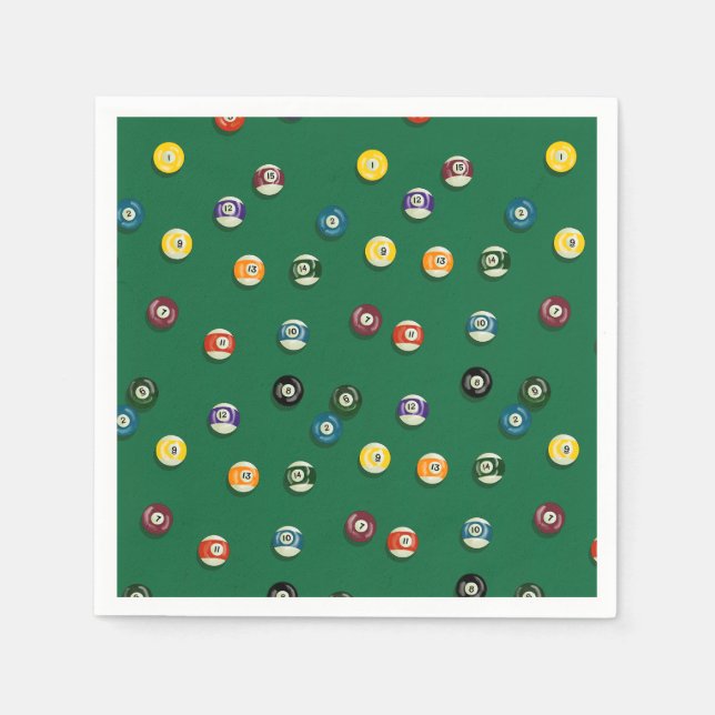 Serviette En Papier Jeu Nuit Anniversaire Billard Table de billard (Devant)