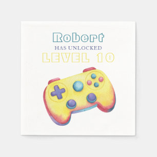 Serviette En Papier Jeu vidéo aquarelle anniversaire enfants