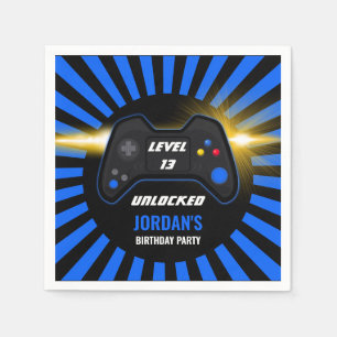 Serviette En Papier Jeu vidéo bleu Anniversaire Napkins