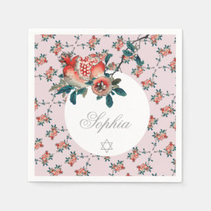 Serviette En Papier Jeune Fille Bébée Juive Naming Sweet Rose grenade