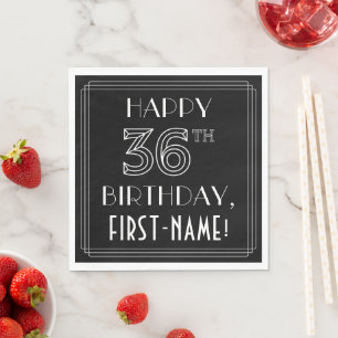 Serviette En Papier JEUX 36E ANNIVERSAIRE ; Style Art Déco ; Nom perso