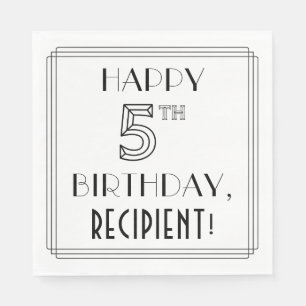 Serviette En Papier JEUX 5E ANNIVERSAIRE ; Style Art Déco ; Nom person