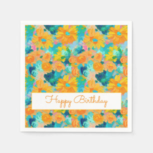 Serviette En Papier JEUX ANNIVERSAIRE Floral Peint Artiste Coloré